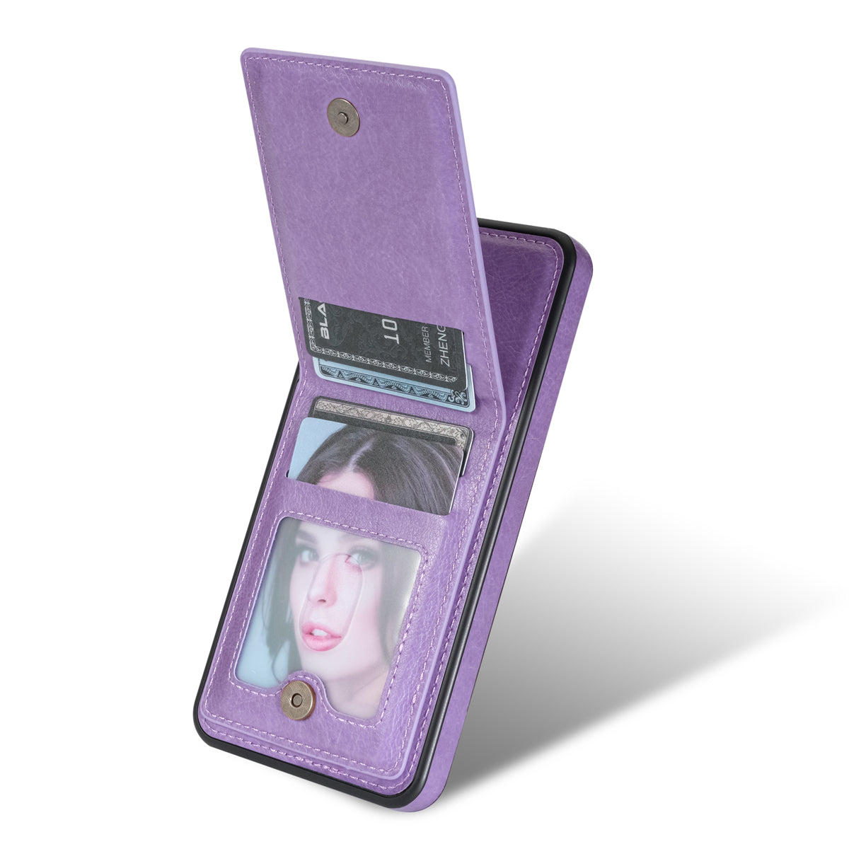 N.BEKUS For Samsung Galaxy A16 5G  /  4G Case Leather+TPU Kickstand Phone Cover with Card Holder - Purple
