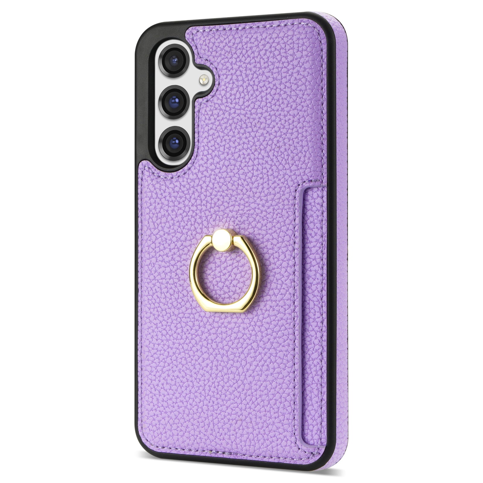 For Samsung Galaxy A16 4G / 5G Case Ring Kickstand PU+TPU Card Holder Phone Cover - Purple