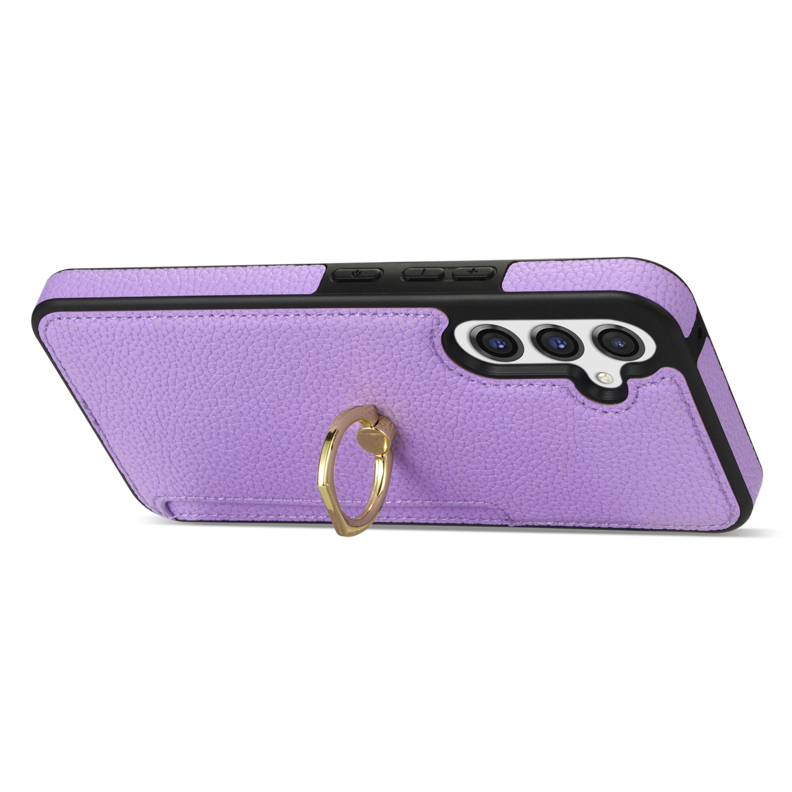 For Samsung Galaxy A16 4G / 5G Case Ring Kickstand PU+TPU Card Holder Phone Cover - Purple