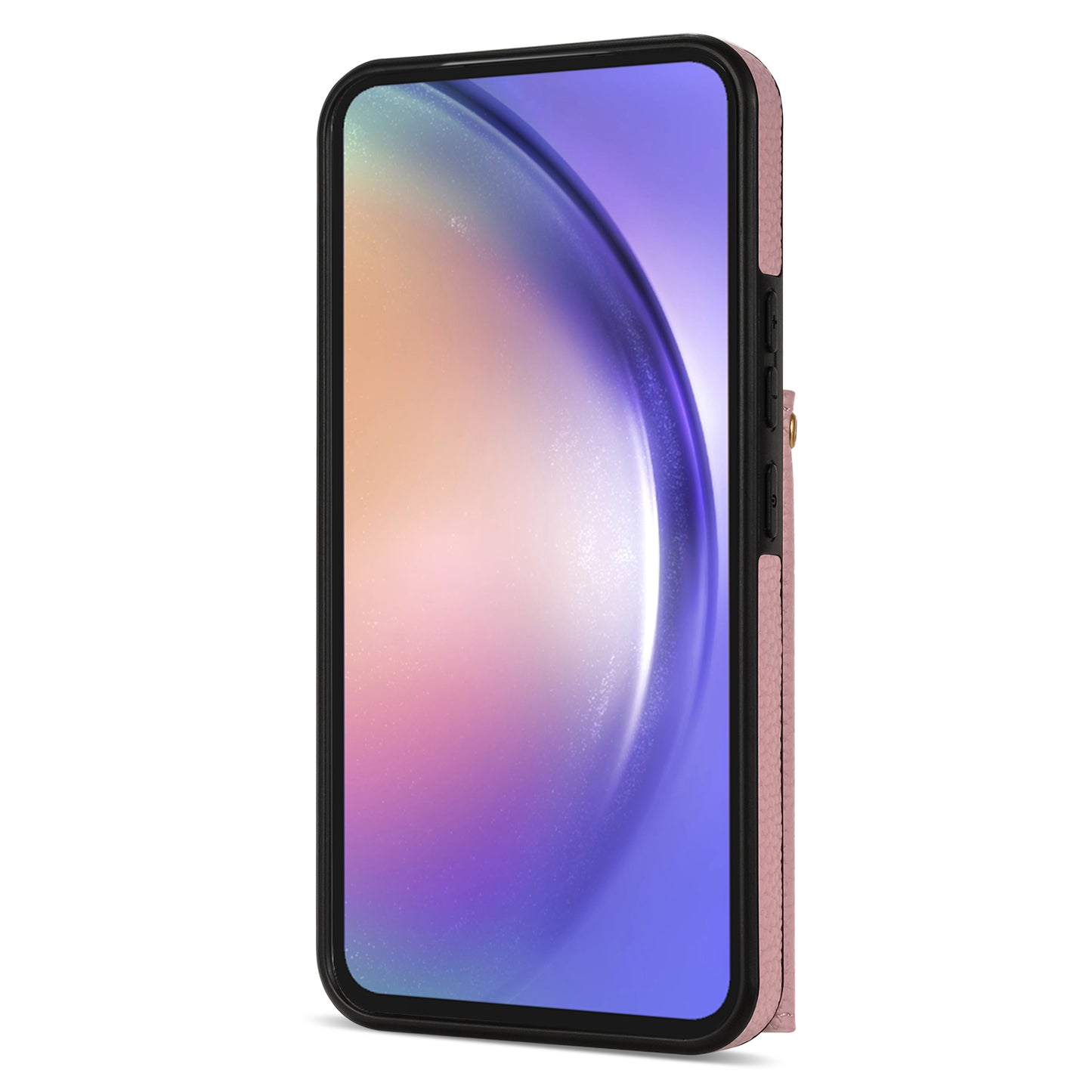 For Samsung Galaxy A16 4G / 5G Case Card Slots PU+TPU Cell Phone Cover with Long Strap - Pink