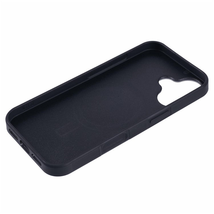 For iPhone 16 Magnetic Case Forged Texture Aramid Fiber+TPU Anti-Slip Phone Cover - Green