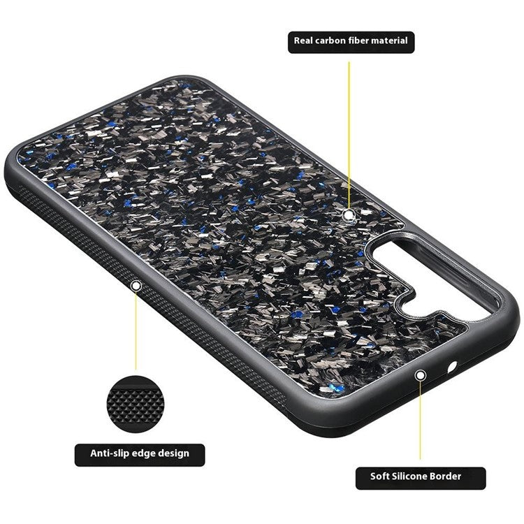 For Samsung Galaxy S23 FE Magnetic Case Forged Texture Aramid Fiber+TPU Anti-Slip Phone Cover - Purple