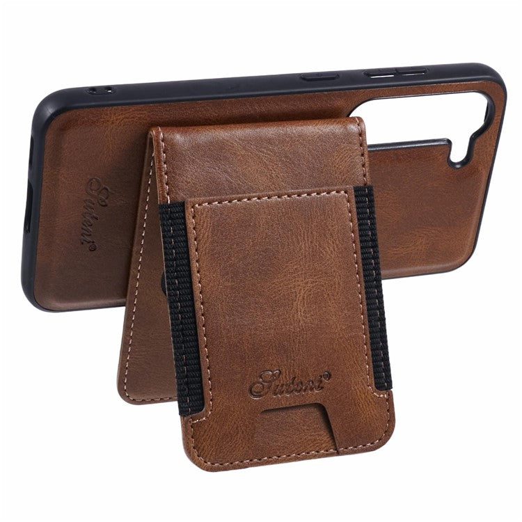 SUTENI H17 For Samsung Galaxy S23+ Case Compatible with MagSafe Card Holder Kickstand Phone Cover - Brown