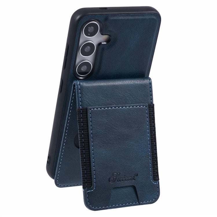 SUTENI H17 For Samsung Galaxy S24+ Case Compatible with MagSafe Card Holder Kickstand Phone Cover - Blue