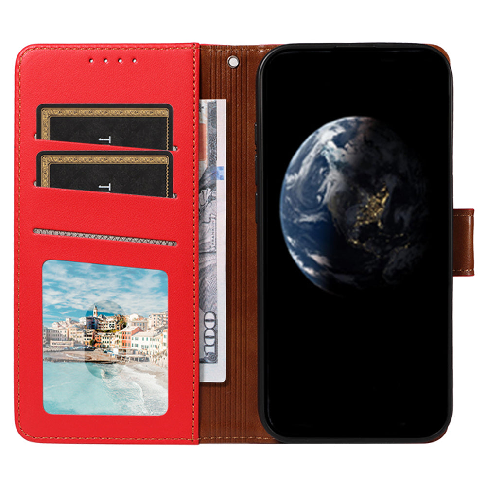 For Samsung Galaxy A16 4G / 5G Case RFID Blocking PU Leather Wallet Flip Phone Cover with Wrist Strap - Red