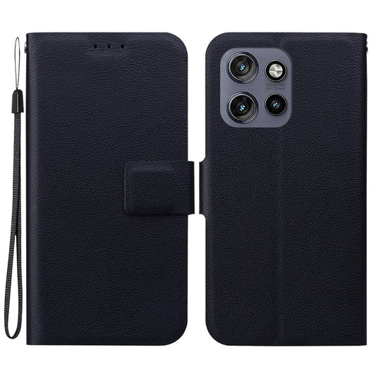 For Motorola Edge 50 Neo 5G / Moto S50 5G / Thinkphone 25 5G Case Ultra-Thin PU Leather + TPU Phone Cover with Card Slot - Black