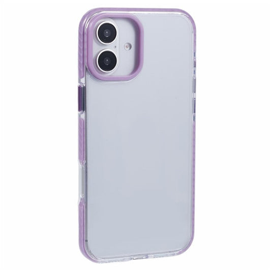 For iPhone 16 Clear Case TPU+PC Shockproof Phone Back Cover - Purple