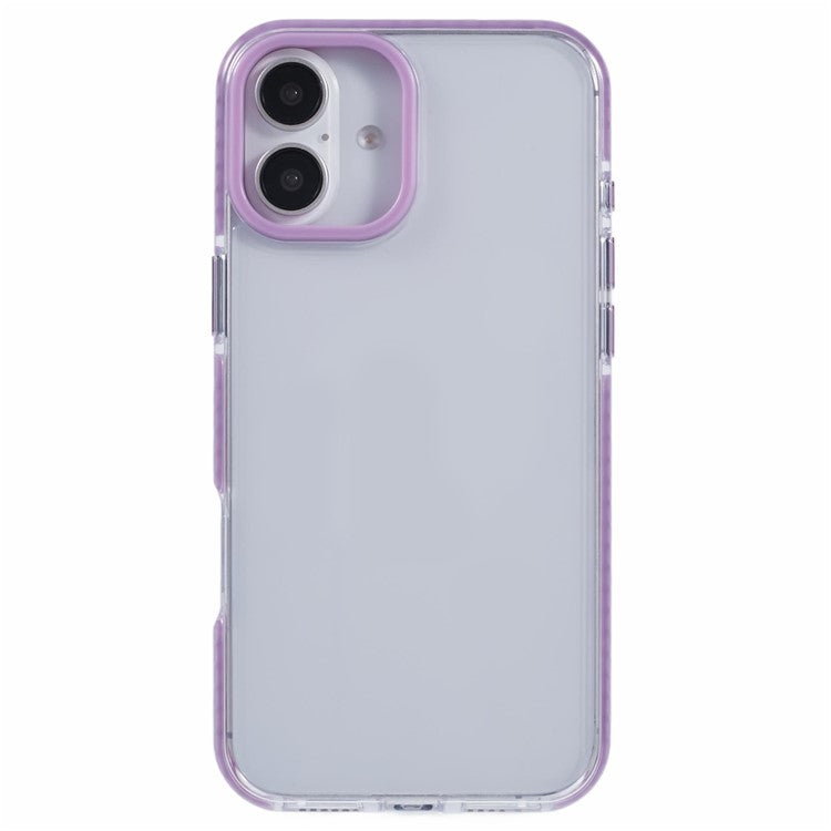 For iPhone 16 Clear Case TPU+PC Shockproof Phone Back Cover - Purple