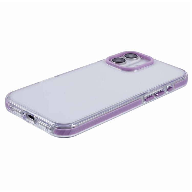 For iPhone 16 Clear Case TPU+PC Shockproof Phone Back Cover - Purple