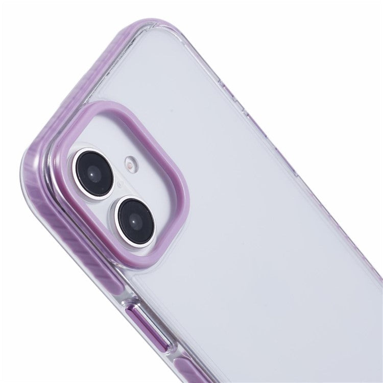 For iPhone 16 Clear Case TPU+PC Shockproof Phone Back Cover - Purple