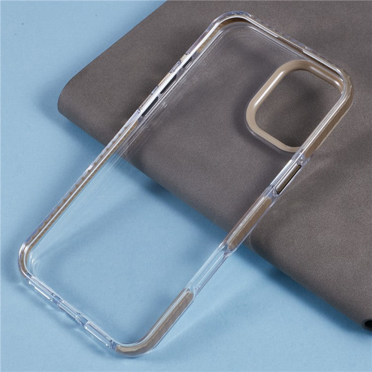 For iPhone 16 Clear Case TPU+PC Shockproof Phone Back Cover - Khaki