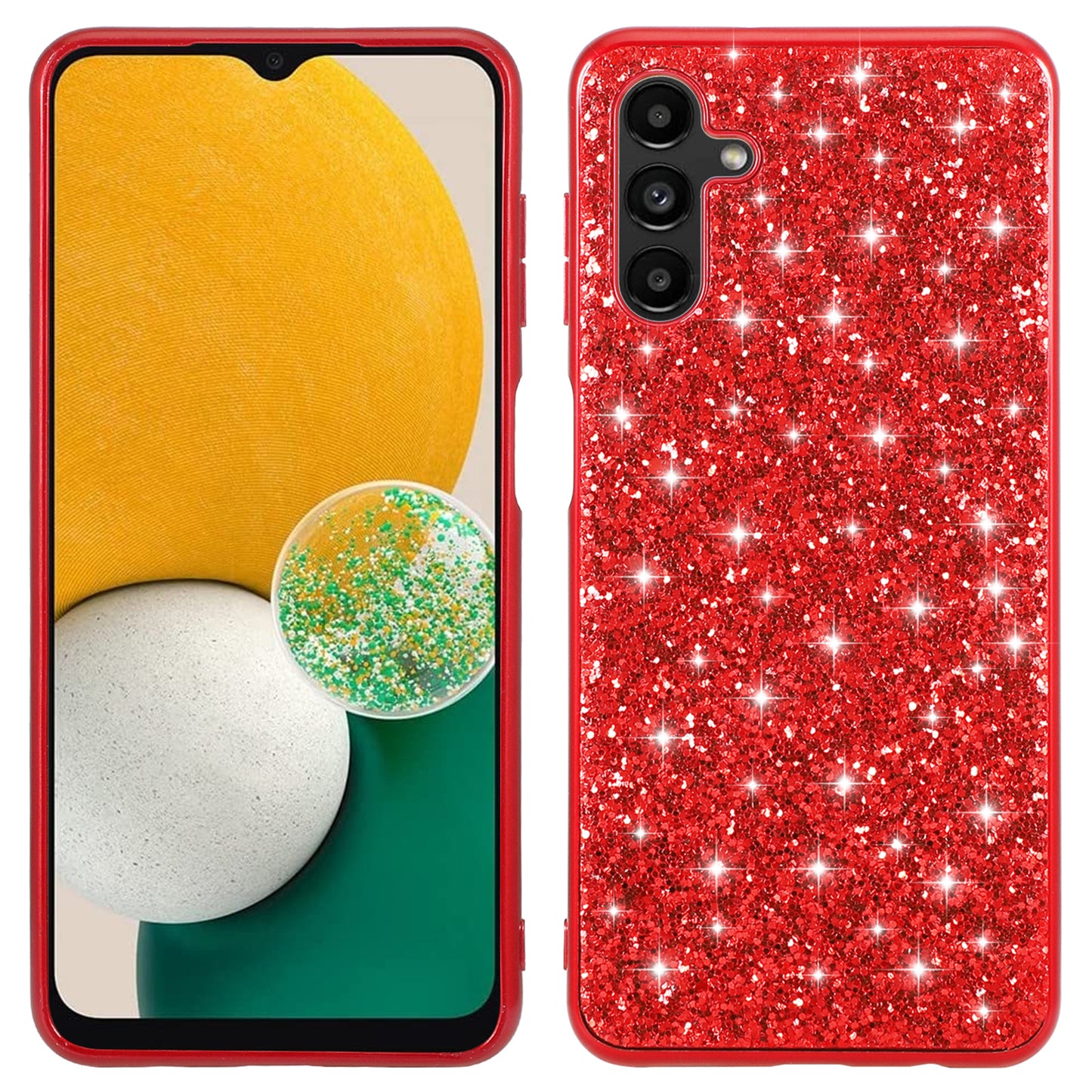 For Samsung Galaxy A16 5G / 4G Case TPU + PC Sparkling Glitter Phone Back Cover - Red
