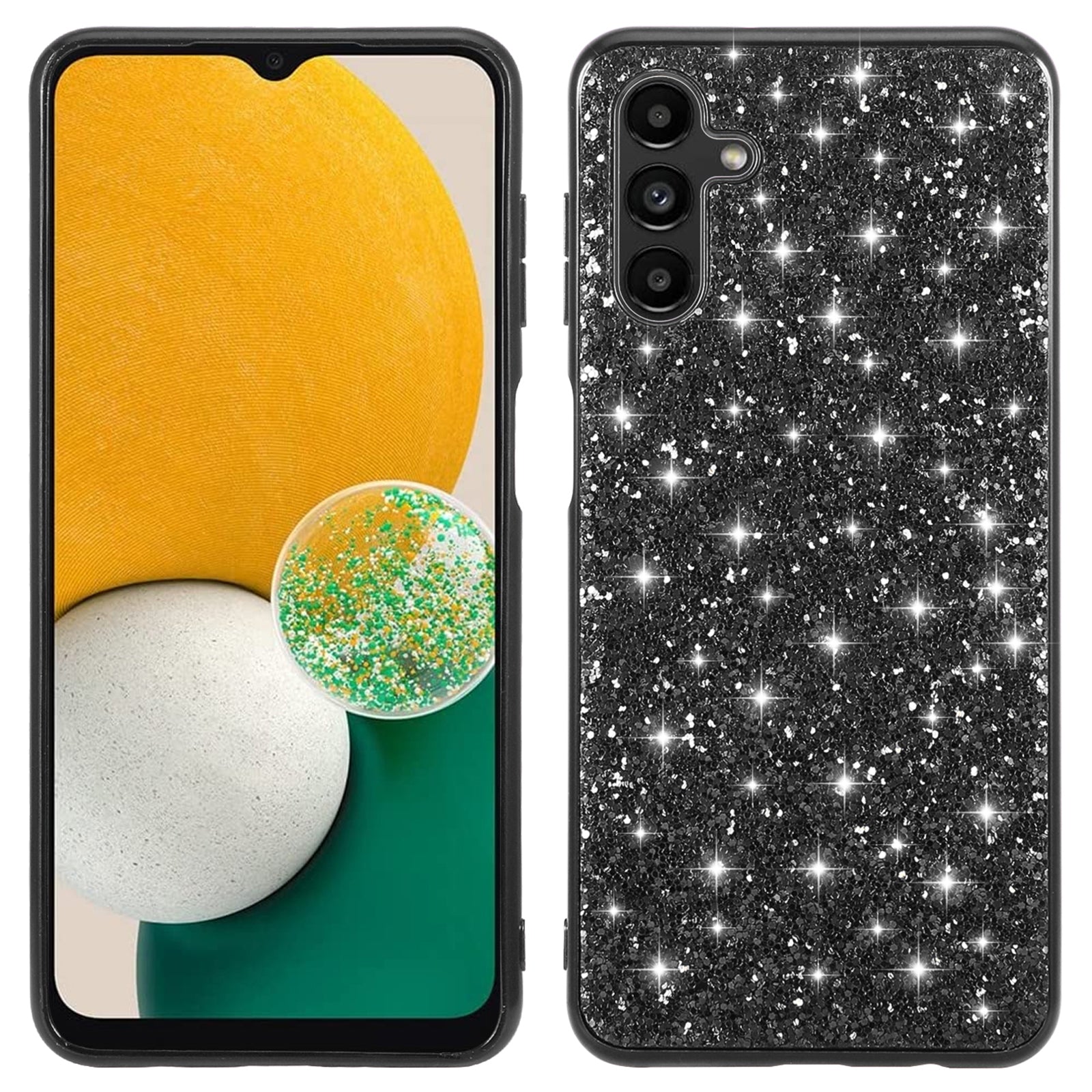For Samsung Galaxy A16 5G / 4G Case TPU + PC Sparkling Glitter Phone Back Cover - Black