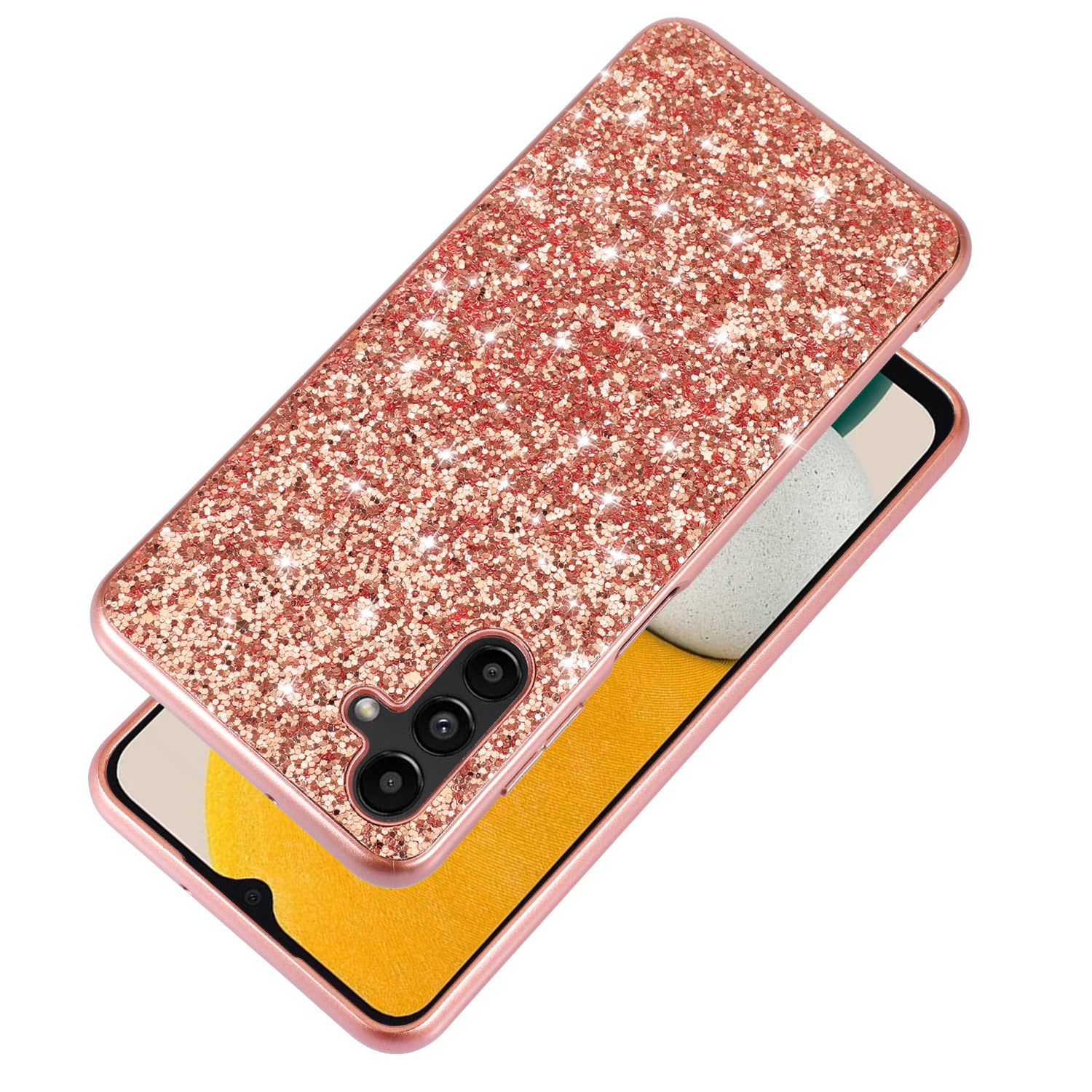 For Samsung Galaxy A16 5G / 4G Case TPU + PC Sparkling Glitter Phone Back Cover - Black