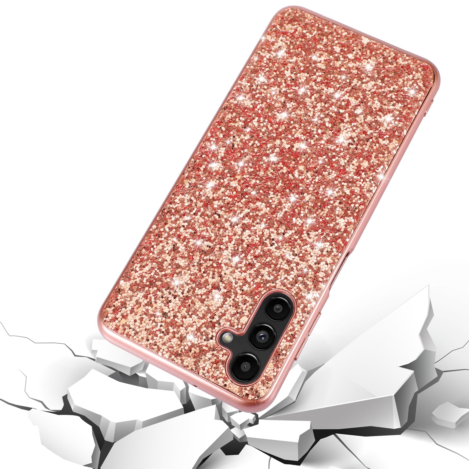For Samsung Galaxy A16 5G / 4G Case TPU + PC Sparkling Glitter Phone Back Cover - Black