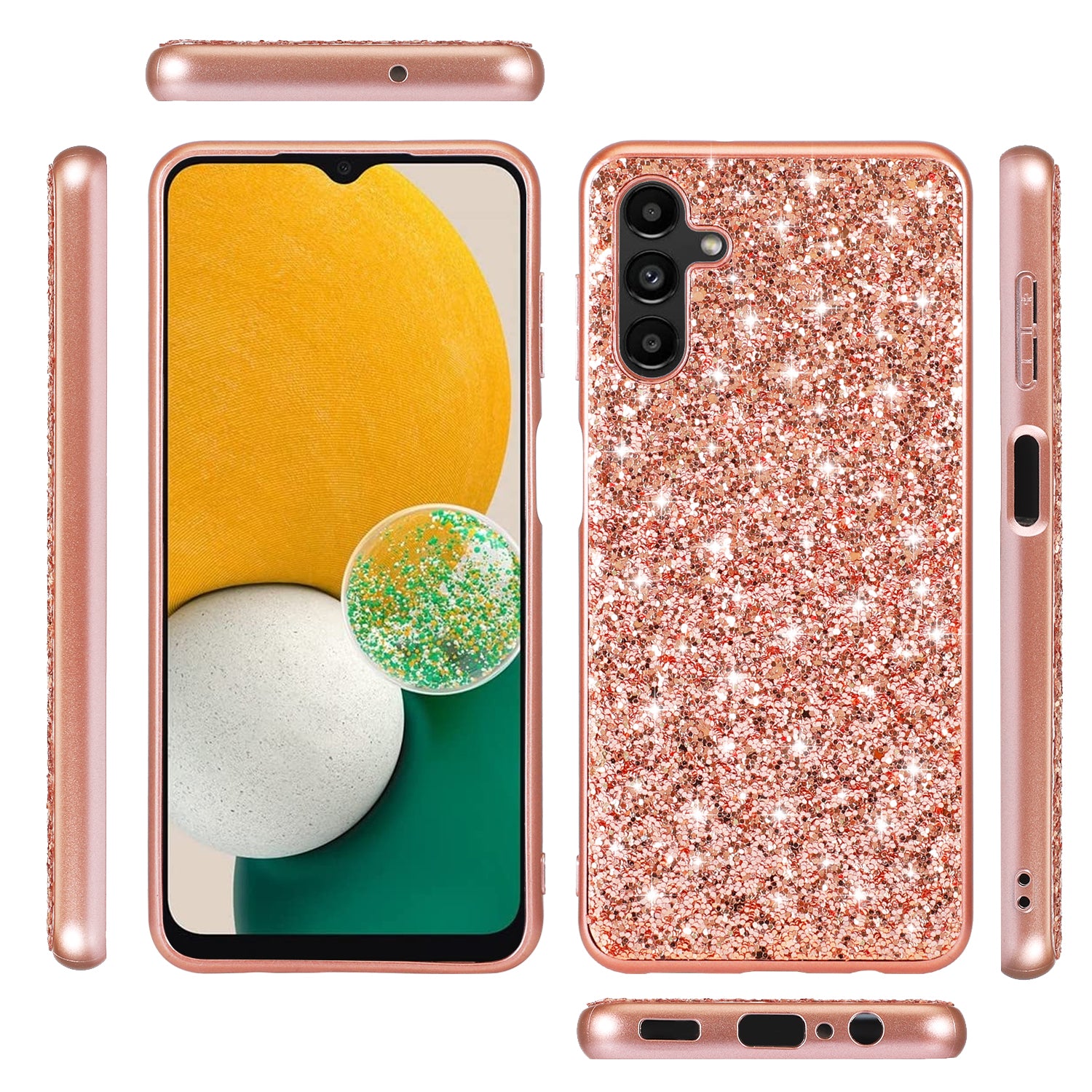 For Samsung Galaxy A16 5G / 4G Case TPU + PC Sparkling Glitter Phone Back Cover - Black