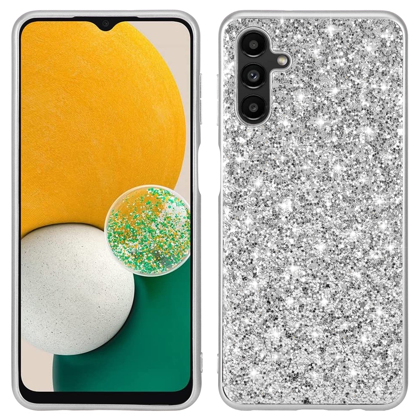 For Samsung Galaxy A16 5G / 4G Case TPU + PC Sparkling Glitter Phone Back Cover - Silver