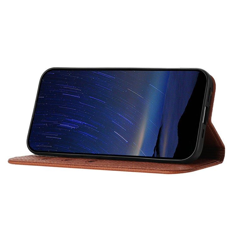 For Xiaomi Redmi Note 14 5G Case Woven Texture PU Leather Wallet Phone Cover - Brown