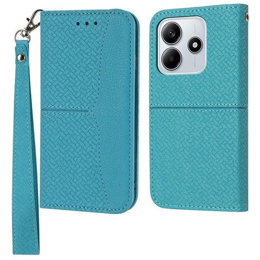 For Xiaomi Redmi Note 14 5G Case Woven Texture PU Leather Wallet Phone Cover - Blue