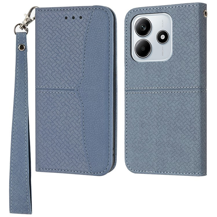For Xiaomi Redmi Note 14 5G Case Woven Texture PU Leather Wallet Phone Cover - Grey