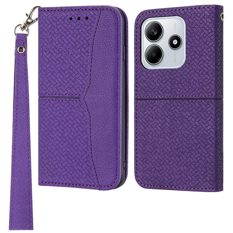 For Xiaomi Redmi Note 14 5G Case Woven Texture PU Leather Wallet Phone Cover - Purple
