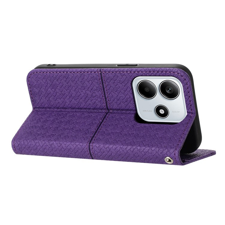 For Xiaomi Redmi Note 14 5G Case Woven Texture PU Leather Wallet Phone Cover - Purple