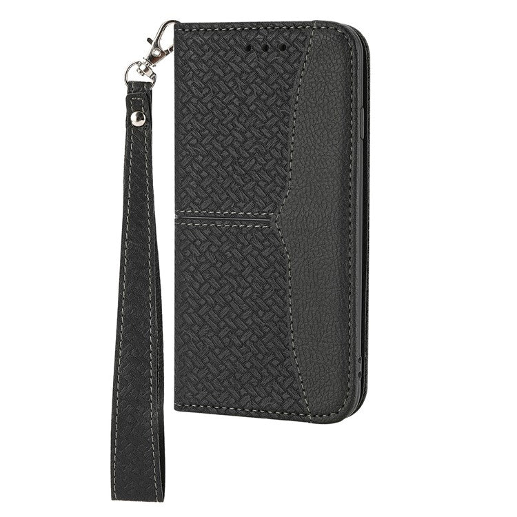 For Xiaomi Redmi Note 14 5G Case Woven Texture PU Leather Wallet Phone Cover - Black