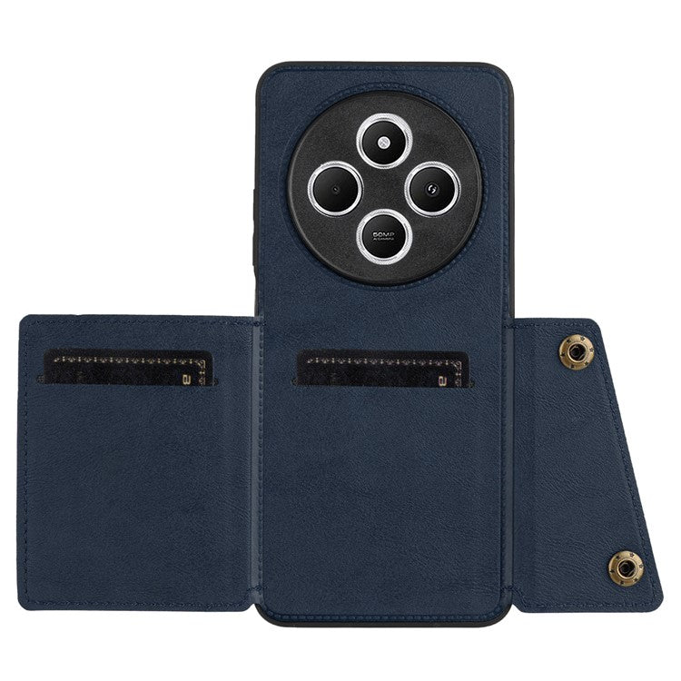 For Xiaomi Poco C75 4G / Redmi 14R 5G / 14C 4G Case Card Slots Kickstand Leather + TPU Phone Cover - Blue