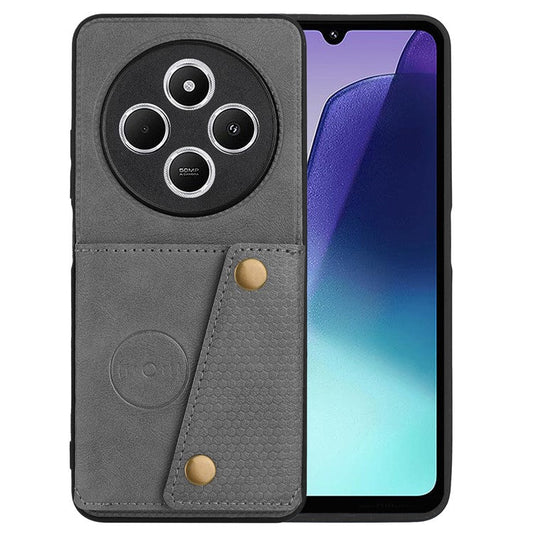 For Xiaomi Poco C75 4G / Redmi 14R 5G / 14C 4G Case Card Slots Kickstand Leather + TPU Phone Cover - Grey