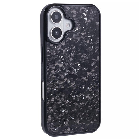For iPhone 16 Plus Magnetic Case Forged Texture Aramid Fiber+TPU Anti-Slip Phone Cover - Silver
