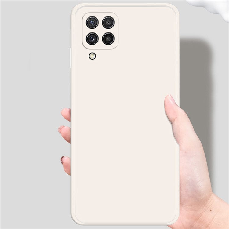 Cell Phone Back Cover for Samsung Galaxy A22 4G (EU Version), Straight Edge Rubberized Flexible TPU Phone Case with Microfiber Lining - Beige
