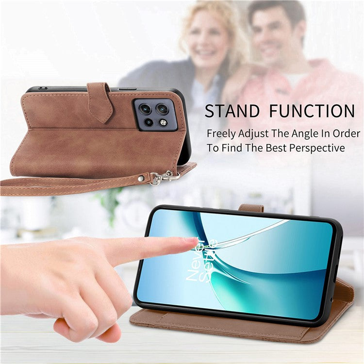 Case For Motorola Edge 50 Neo 5G / Moto S50 5G / Thinkphone 25 5G Zipper Wallet PU Leather Flower Imprint Phone Cover - Brown