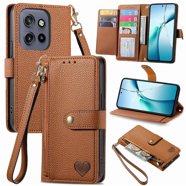 For Motorola Edge 50 Neo 5G / Moto S50 5G / Thinkphone 25 5G Case RFID Blocking Zipper Pocket Leather Wallet Phone Cover - Brown