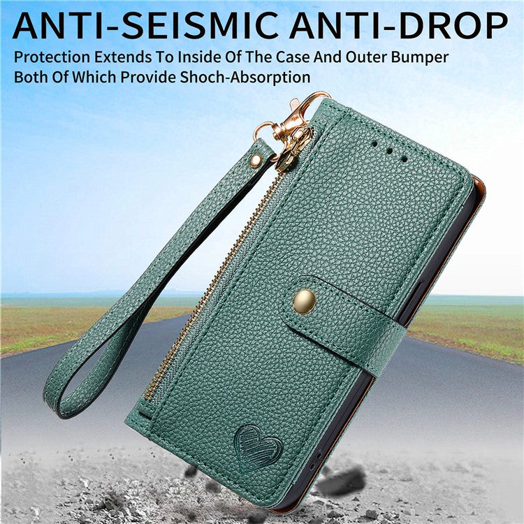For Motorola Edge 50 Neo 5G / Moto S50 5G / Thinkphone 25 5G Case RFID Blocking Zipper Pocket Leather Wallet Phone Cover - Green