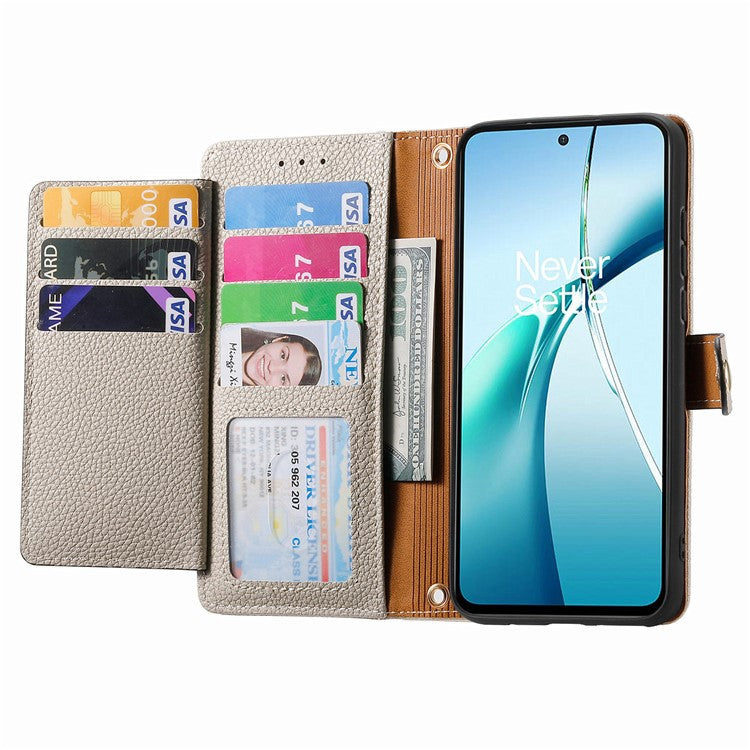 For Motorola Edge 50 Neo 5G / Moto S50 5G / Thinkphone 25 5G Case RFID Blocking Zipper Pocket Leather Wallet Phone Cover - Grey