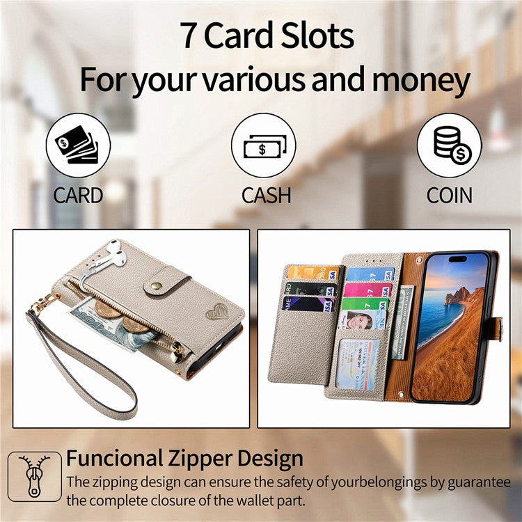 For Motorola Edge 50 Neo 5G / Moto S50 5G / Thinkphone 25 5G Case RFID Blocking Zipper Pocket Leather Wallet Phone Cover - Grey