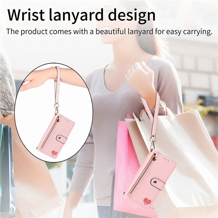 For Motorola Edge 50 Neo 5G / Moto S50 5G / Thinkphone 25 5G Case RFID Blocking Zipper Pocket Leather Wallet Phone Cover - Pink
