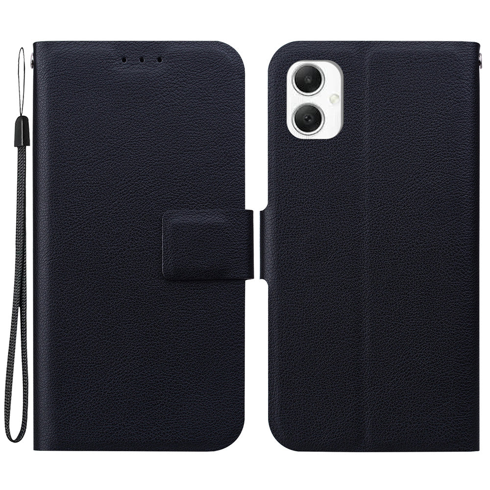 For Samsung Galaxy A06 Case Ultra-Thin PU Leather + TPU Phone Cover with Card Slot - Black