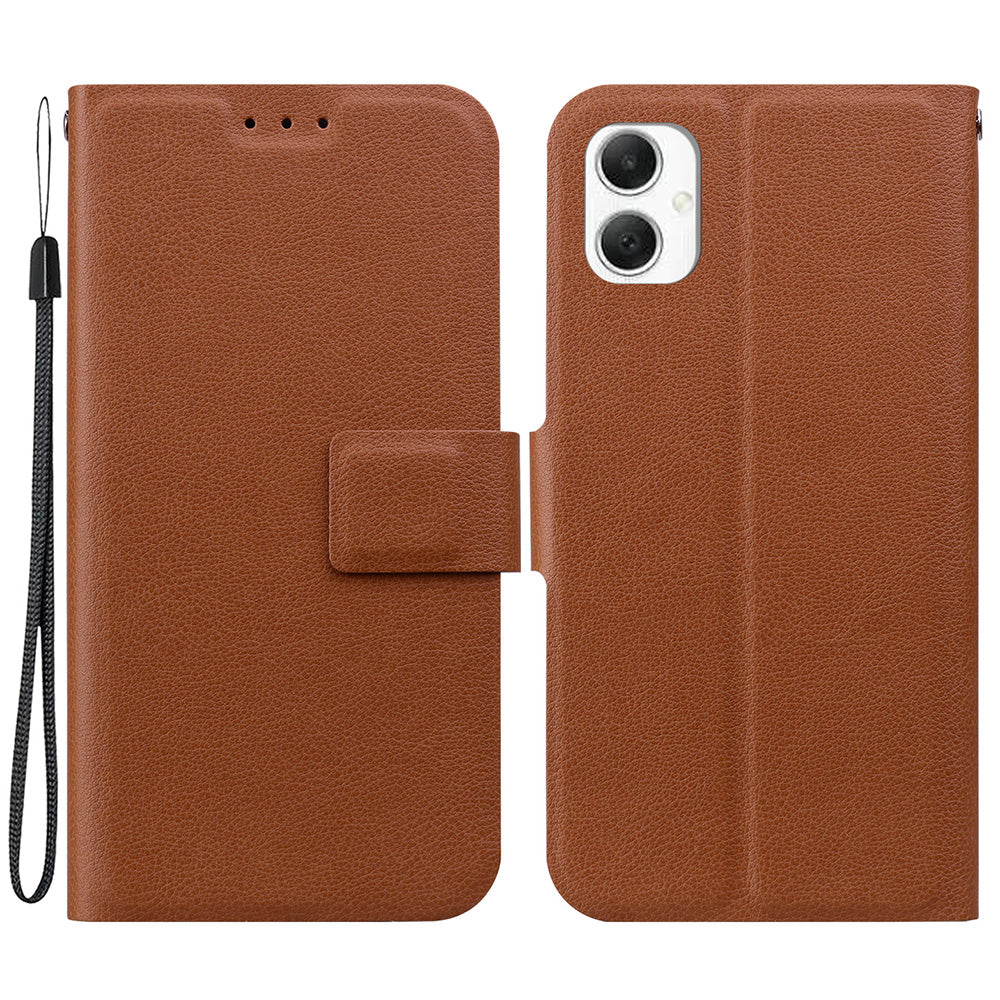 For Samsung Galaxy A06 Case Ultra-Thin PU Leather + TPU Phone Cover with Card Slot - Brown