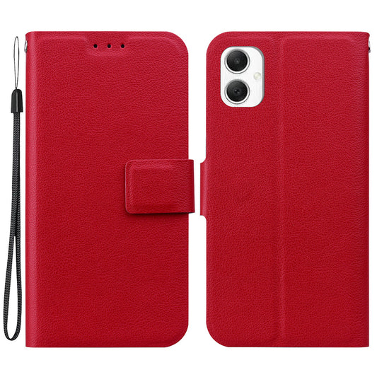 For Samsung Galaxy A06 Case Ultra-Thin PU Leather + TPU Phone Cover with Card Slot - Red