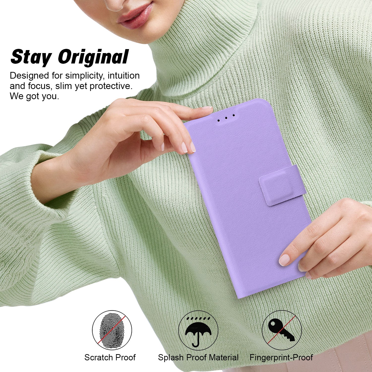 For Samsung Galaxy A06 Case Ultra-Thin PU Leather + TPU Phone Cover with Card Slot - Purple