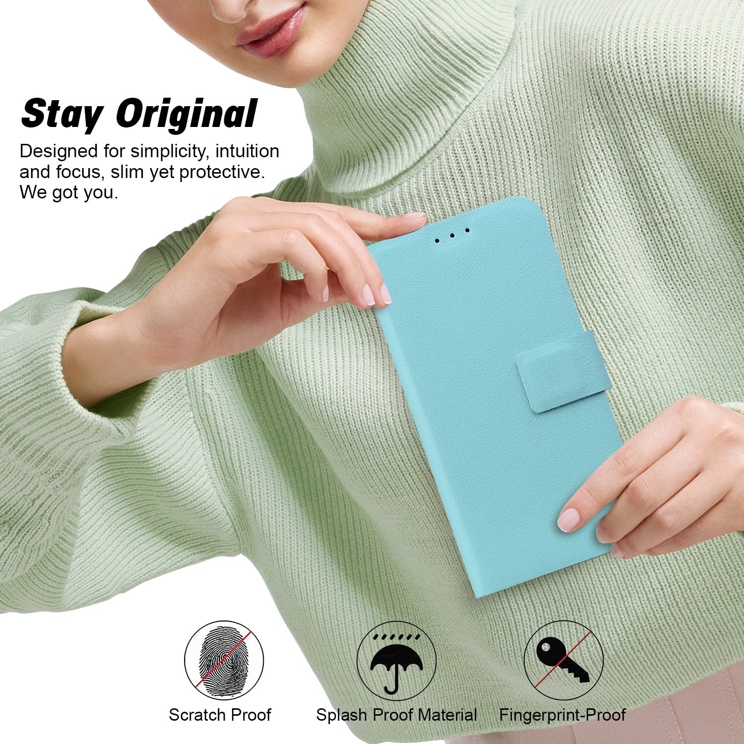 For Samsung Galaxy A06 Case Ultra-Thin PU Leather + TPU Phone Cover with Card Slot - Green