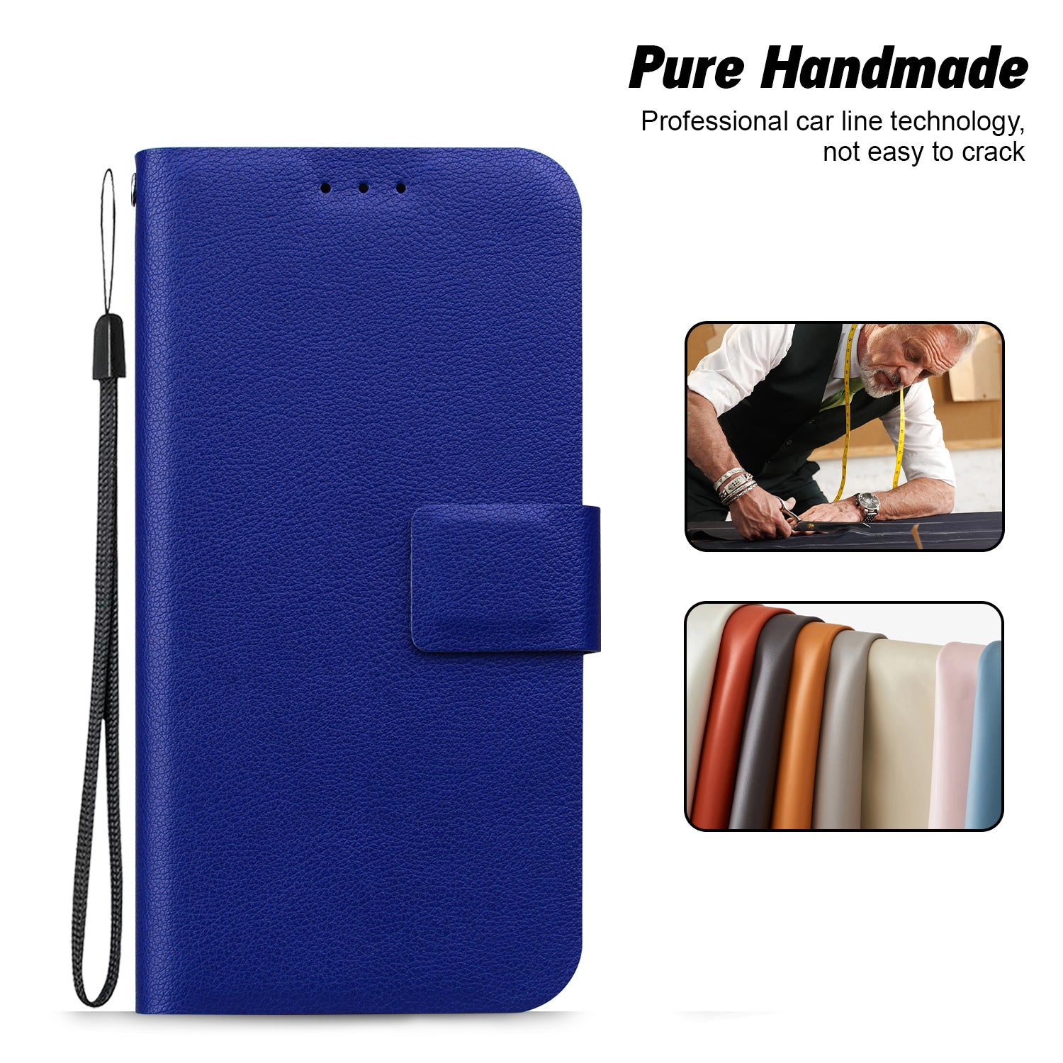 For Samsung Galaxy A06 Case Ultra-Thin PU Leather + TPU Phone Cover with Card Slot - Blue