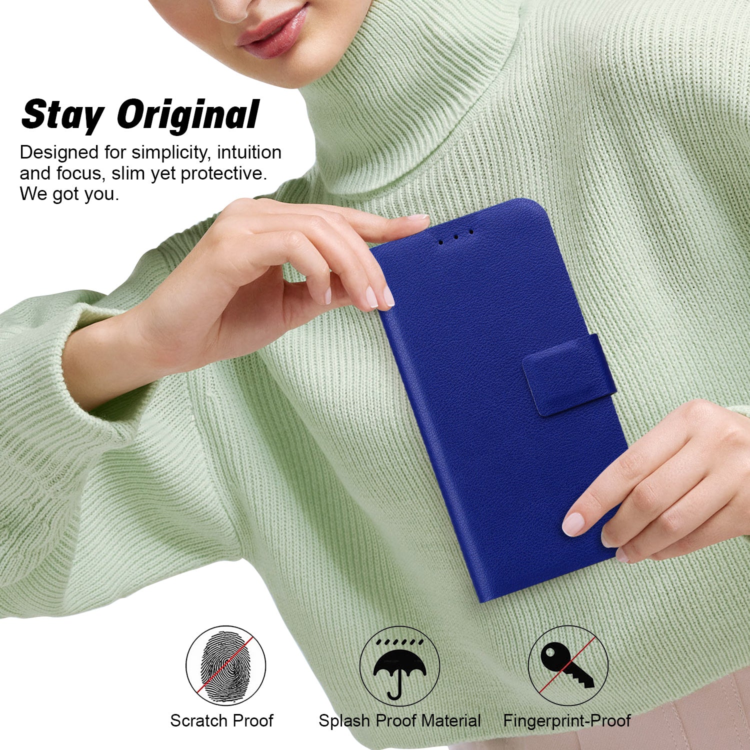 For Samsung Galaxy A06 Case Ultra-Thin PU Leather + TPU Phone Cover with Card Slot - Blue