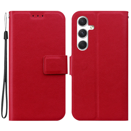 For Samsung Galaxy A16 5G  /  4G Case Ultra-Thin PU Leather + TPU Phone Cover with Card Slot - Red