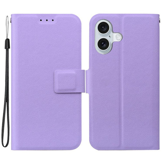 For iPhone 16 Case Ultra-Thin PU Leather + TPU Phone Cover with Card Slot - Purple