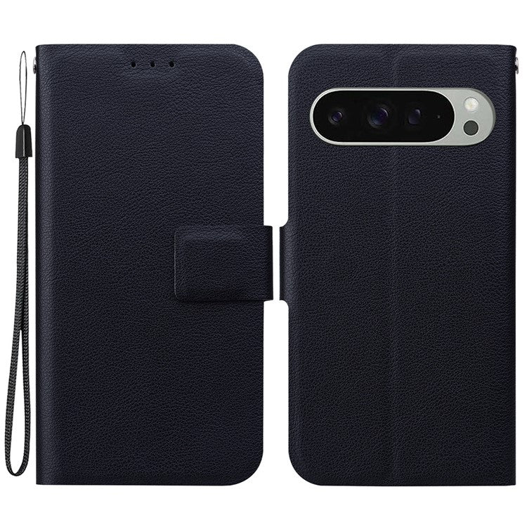 For Google Pixel 9 Pro  /  Pixel 9 Case Ultra-Thin PU Leather + TPU Phone Cover with Card Slot - Black