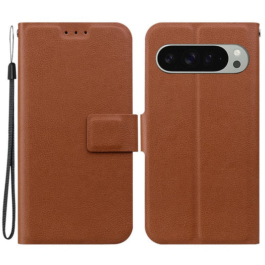 For Google Pixel 9 Pro  /  Pixel 9 Case Ultra-Thin PU Leather + TPU Phone Cover with Card Slot - Brown