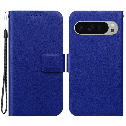 For Google Pixel 9 Pro  /  Pixel 9 Case Ultra-Thin PU Leather + TPU Phone Cover with Card Slot - Blue
