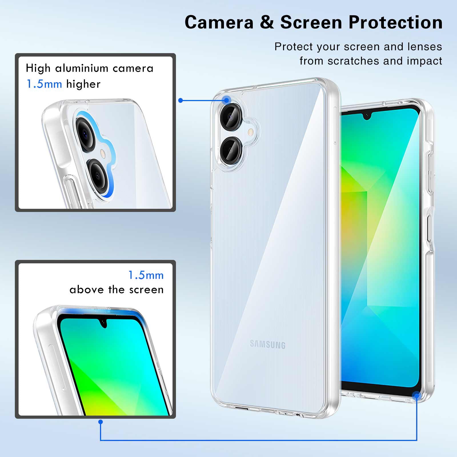 For Samsung Galaxy A06 Case PC + TPU Shockproof Clear Phone Cover - Transparent